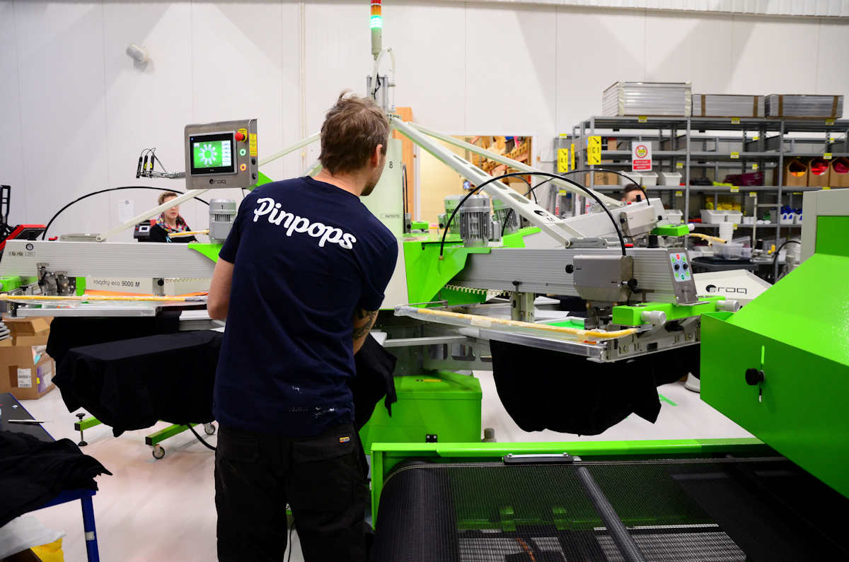 Our own screen printing production for promotional garments