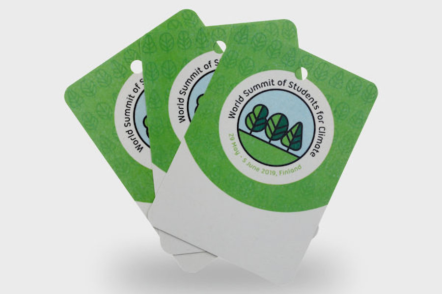 Recycled paper conference badge