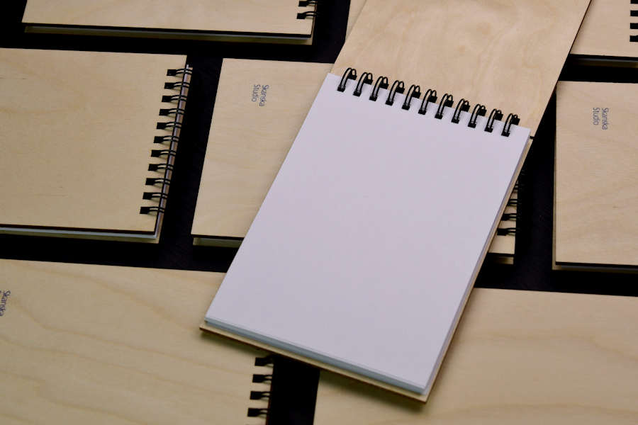 Custom printed note book with wood cover