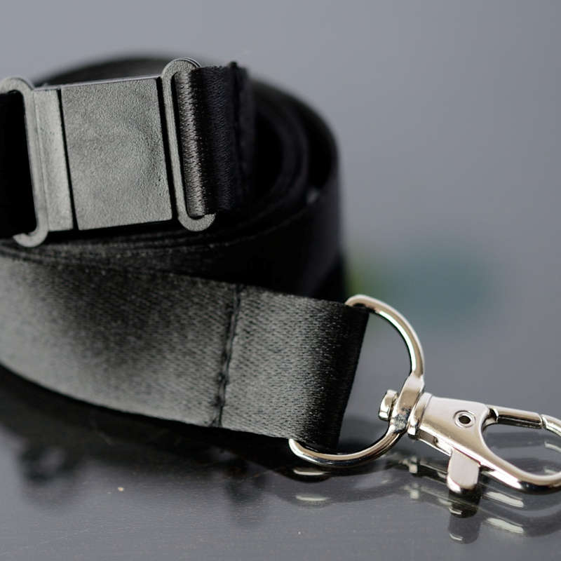 Black Wide RPET Breakaway Lanyard