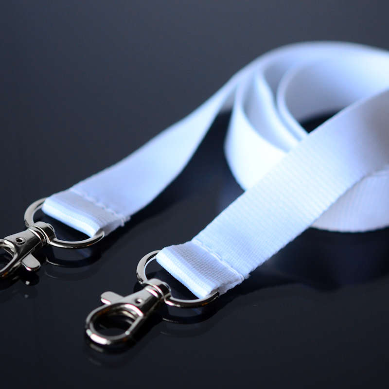 White Lanyard 20mm with two clips Pinpops