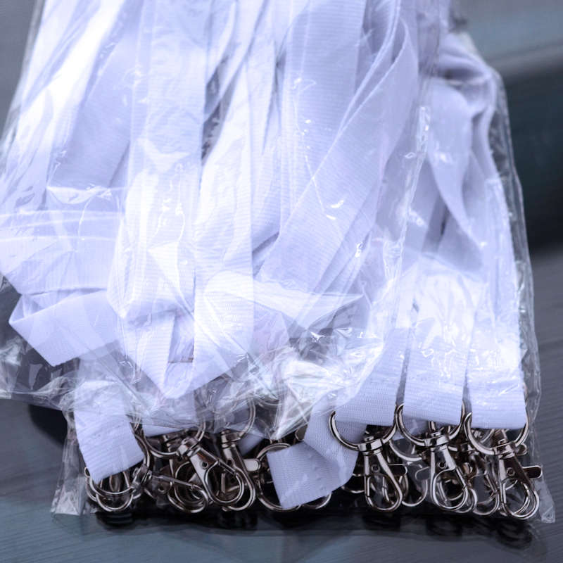 White Open-Ended Softly Woven Flat Lanyard