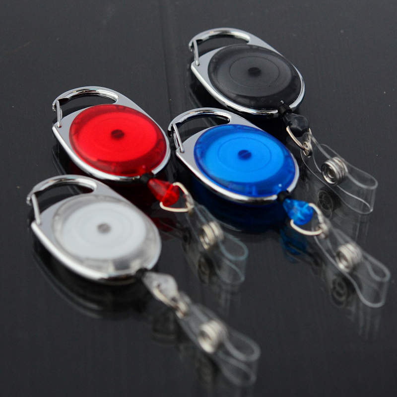 Clear translucent Carabiner badge reel with vinyl strap