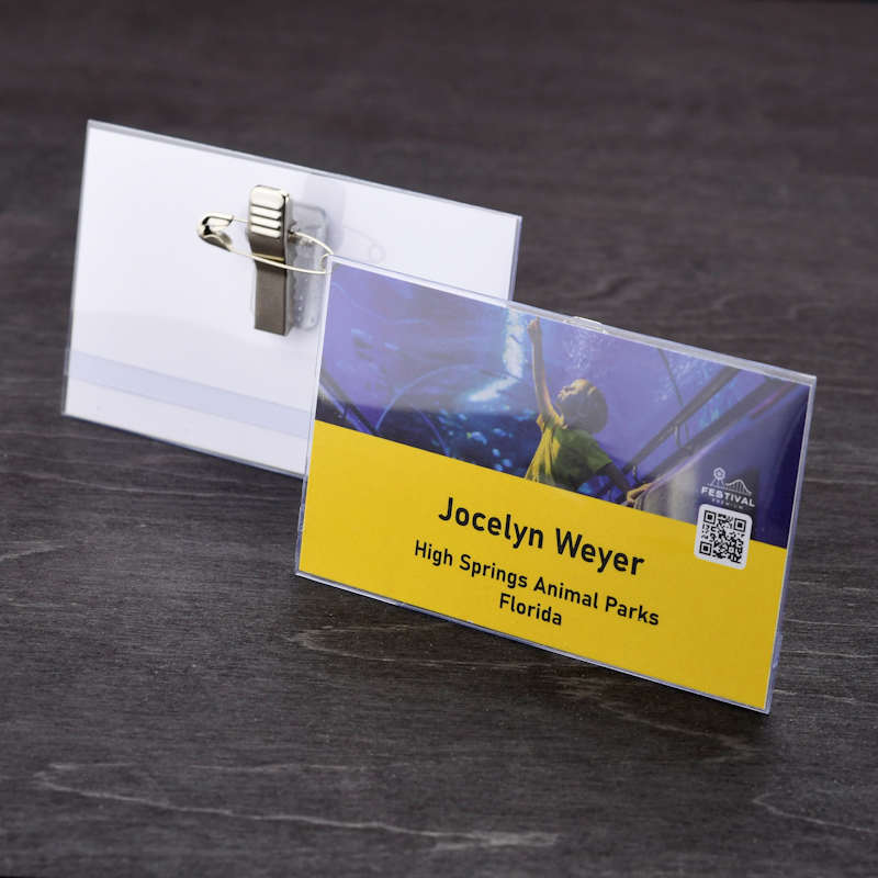 Acetate Conference Name Badge with pin and clip