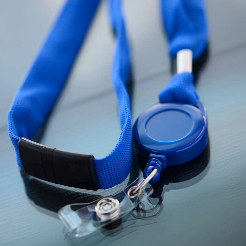 Blue Soft Breakaway Lanyard with Badge Reel