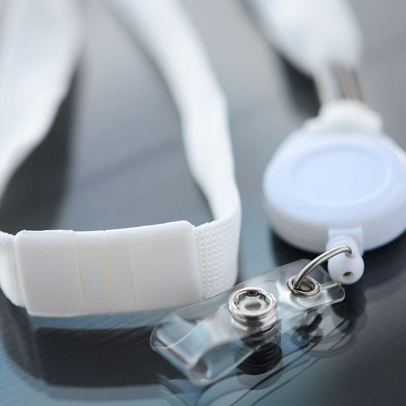 White Soft Breakaway Lanyard with Badge Reel