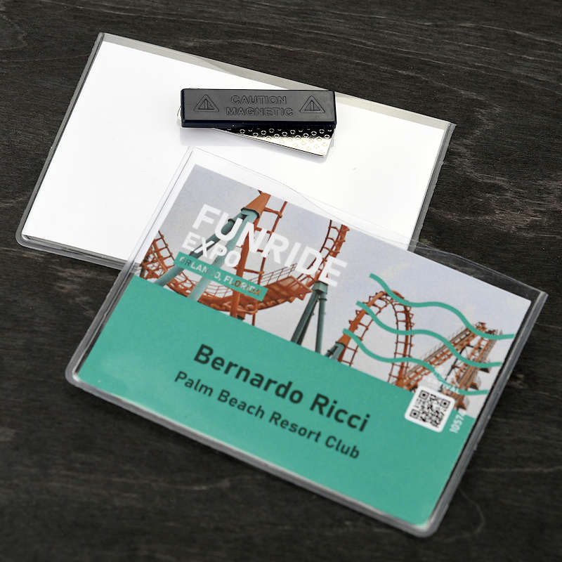 Clear Rigid Conference Badge Holder with two part magnetic attachment