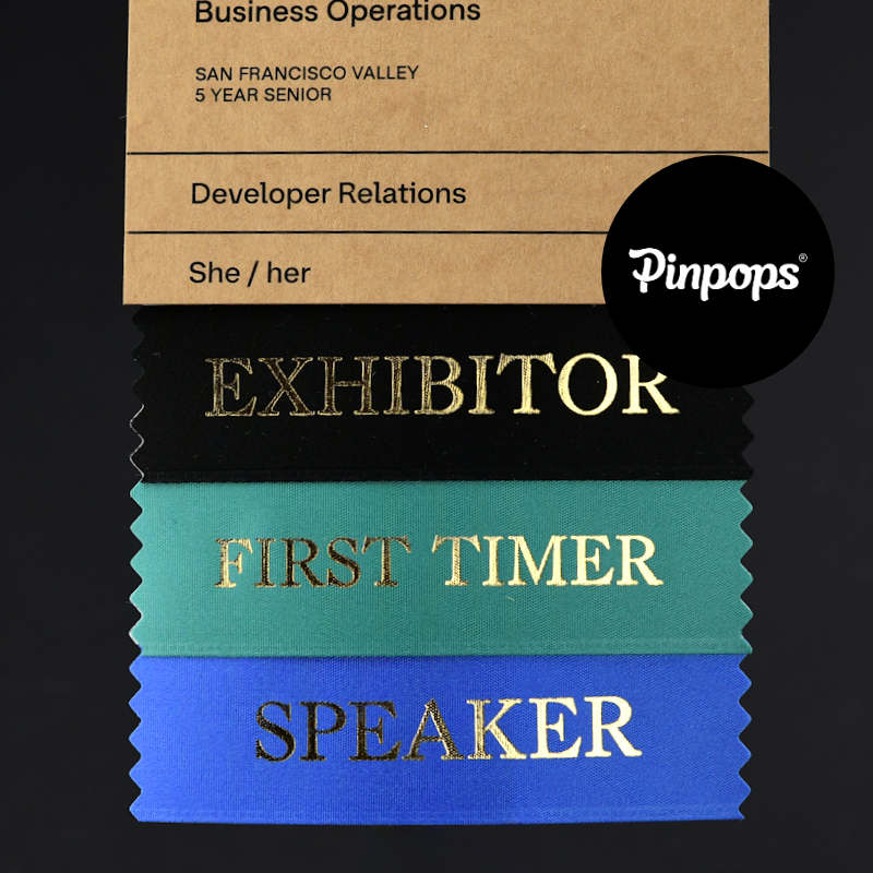 Hot Green THEY/THEM Stackable Badge Ribbons for Conference Badges