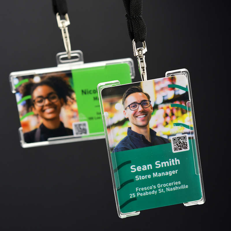 Translucent Swiveling ID-card holder with large plastic clip on back