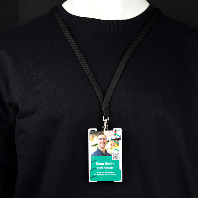 Blue Swiveling ID-card holder with large plastic clip on back