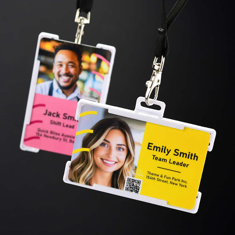 White Swiveling ID-card holder with large plastic clip on back