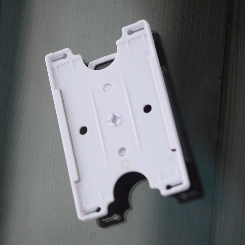 White Swiveling ID-card holder with large plastic clip on back