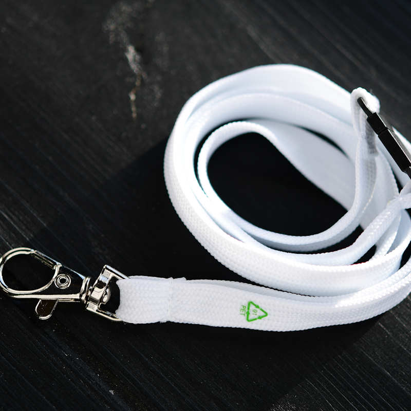 White rPET Classic RPET Bootlace Breakaway Lanyard