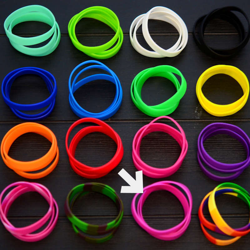 Pink Silicone Wristband stock model at 202x12mm