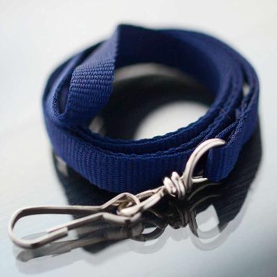 Navy Economy Lanyard with simple metal clip