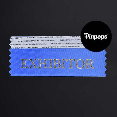 Blue EXHIBITOR Stackable Badge Ribbons for Conference Badges
