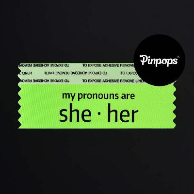 Hot Green SHE/HER Stackable Badge Ribbons for Conference Badges